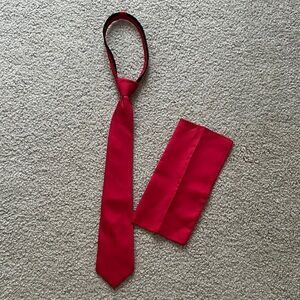 Red Necktie and Pocket Square Set Kids